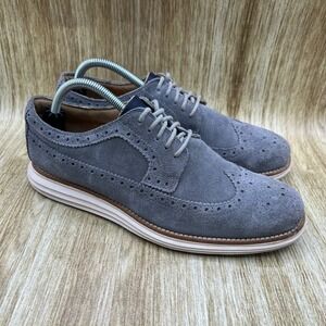 Cole Haan LunarGrand Longwing Wingtip Men's Size 9 M Suede Oxford Shoes‎ Grey